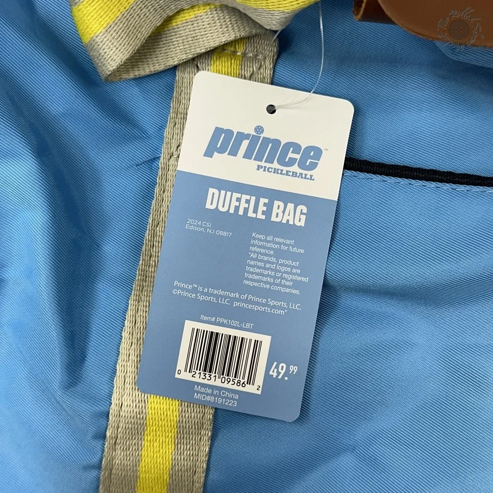 NWT Prince Pickleball Duffle Bag Light‎ Blue Yellow PPK102L-LBT $49.99